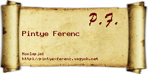 Pintye Ferenc névjegykártya